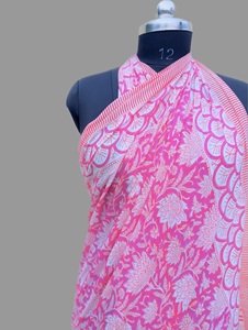 Indian Hand block Printed Cotton <b>Sarong</b>, Women <b>Sarong</b>, Cover-Up Soft Voile Fabric Summer Pareo 1 Piece Gift Her - Product Image 4