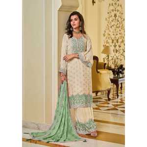 Hermosa ropa de fiesta india y pakistaní Top Plazzo Dupatta - Product Image 4