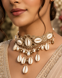 Collares indios únicos con adornos de Haldi, cuentas y gotas de vidrio, bordados a mano, estilo moderno, para ocasiones festivas. - Product Image 3