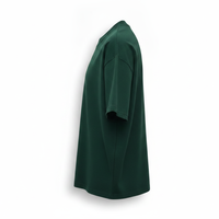 T-shirt décontracté pour homme en tricot vert foncé à col rond uni
