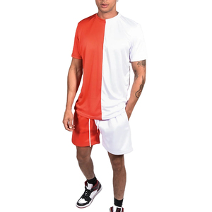 Ensemble décontracté 2 pièces pour homme grande taille, t-shirt à manches courtes et short, en polyester/coton de haute qualité, personnalisable - Product Image 1