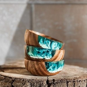 Resin wood bowl handmade <b>epoxy</b> decorative fruit bowl modern home decor glossy finish <b>table</b> centerpiece - Product Image 2