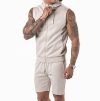 Conjunto de Pantalones Cortos de Dos Piezas para Hombre, Verano 2024, Informal, 100% Algodón, Camiseta y Pantalones Cortos de Malla, Transpirables, de Secado Rápido, Antiestáticos, Tejido de 220g