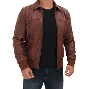 Winter Fashion Design <b>Men</b> 2026 Brown <b>Bomber</b> <b>Leather</b> Jacket High Quality <b>Leather</b> Jacket for <b>Men</b> - Product Image 1