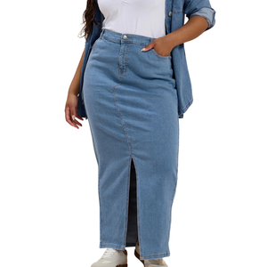 Jupe en jean pour femmes grandes tailles, tissu en gros, échantillon gratuit, personnalisable, meilleure qualité - Product Image 2