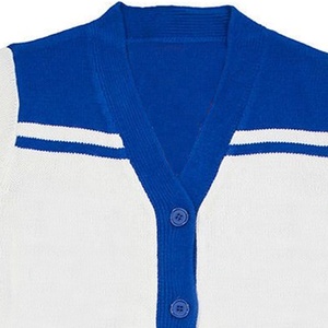 Men's Blue and <b>White</b> Knitted Cardigan Full Sleeve Covered Button Solid Pattern Winter Wear V-Neck Wool/<b>Acrylic</b> - Product Image 3