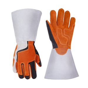 Gants de soudeur à manchette longue en daim de vachette renforcé, résistants aux coupures et aux hautes températures, ignifuges - Product Image 1