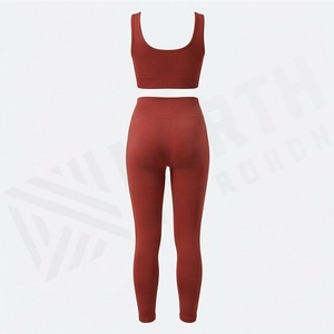 Conjunto de Ropa Deportiva para Gimnasio y Yoga al por Mayor, Conjunto de 2 Piezas para Entrenamiento, Diseño de Top Corto sin Mangas, Traje Deportivo para Mujer - Product Image 2