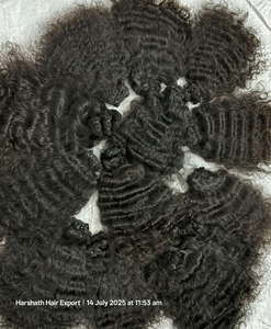 Cheveux humains indiens vierges Remy en lots avec closure en dentelle, textures lisses, ondulées profondes, bouclées effet eau, pour tissage, double trame machine - Product Image 3