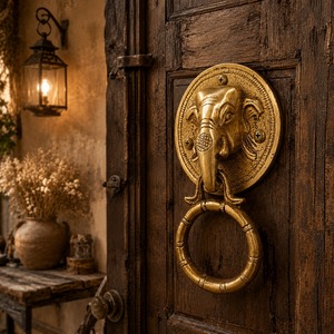 SHUBHAM Antique Brass Gold-Plated Handmade <b>Elephant</b> Door Knocker Ring Pull Traditional Animal Design <b>Decorative</b> Handle Outdoor - Product Image 6