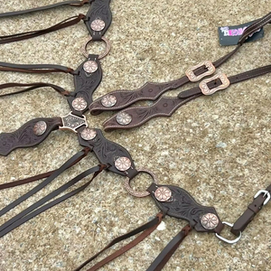 Premium Quality <b>Metal</b> Leather Horse Tack Set Headstall Breast <b>Collar</b> Floral Tooling Wholesale Price HORZE N PET INTERNATIONAL - Product Image 1