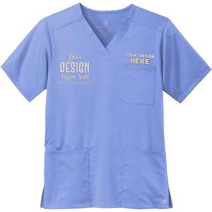 Camisas de Trabajo Unisex WW5068 para Hombre con Cuello en V y Bolsillo, Logotipos y Textos Bordados, Uniformes de Hospital Multicolores - Product Image 3