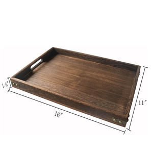 Bandeja de servicio de madera de Mango rectangular rústica clásica, diseño ecológico, asas de transporte para comida, té, aperitivos, restaurante, exhibición de decoración - Product Image 4