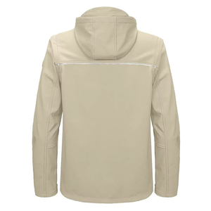 <b>Men's</b> Solid Color Hooded Windproof <b>Jacket</b> Stand Collar Zipper Closure Casual Autumn Wear 100% Polyester Coated Shell Custom Logo - Product Image 3