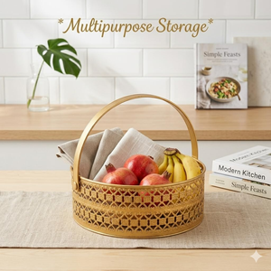 Eco-Friendly Modern Metal <b>Hamper</b> <b>Basket</b> with Handle Decorative Flower & Fruit <b>Basket</b> for Temple Home Decor & Return <b>Gifts</b> - Product Image 4