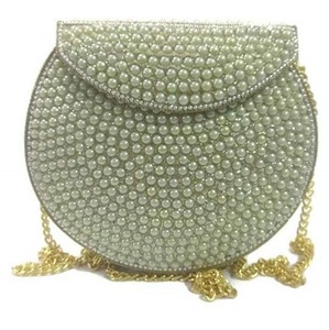 Bolso de mano dorado con cuentas y piedras, hecho a mano, para fiesta, boda, banquete, para damas, con decoración floral en mosaico. - Product Image 2