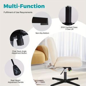 Sedia a dondolo girevole girevole ampia scrivania senza braccioli a gambe incrociate per ufficio casa tessuto compito Vanity sedia per Gaming soggiorno - Product Image 4