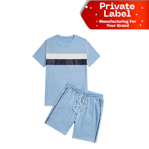 Conjunto de Shorts Waffle de Color Liso para Hombre al por Mayor de Fábrica, Atuendo con Logotipo Personalizado, Conjunto de Shorts de Punto Acanalado para Hombre con Diseño Personalizado, Básico de Verano 2 - Product Image 1