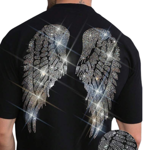 T-shirts en jersey 100% coton 280 g/m² avec design personnalisé en strass, imprimé graphique respirant, col rond surdimensionné pour hommes - Product Image 3