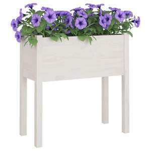 Jardinière en bois de pin massif blanc durable 27,6 x 12,2 x 27,6 pouces, pots et jardinières pour fleurs - Product Image 6