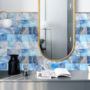 Stile moderno mare blu marmo PVC pannelli di parete in pelle impermeabile resistente all'olio carta da parati autoadesiva per la cucina lavanderia - Product Image 4