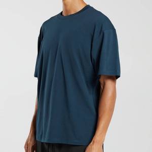 เสื้อยืดคอตตอนคุณภาพสูงทรงโอเวอร์ไซส์ ไหล่ตก สั่งทำได้ คอกลม 100% เนื้อผ้าหนา ทรงหลวม สไตล์สตรีทแวร์ โลโก้ด้านหน้า แบบเรียบ - Product Image 3