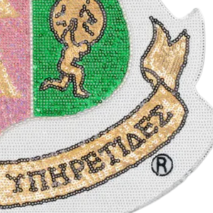 Green Pink and Gold Sequin Embroidery Shield Patch Large Decorative Applique <b>Badge</b> for Jackets Denim Backpacks and Hoodies - Product Image 6
