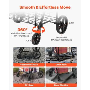 Carrito de Compras Plegable Jumbo de Alta Resistencia, 110 LBS, con Dos Cestas, Ruedas Giratorias de 360°, Carrito Grande para Supermercado - Product Image 4
