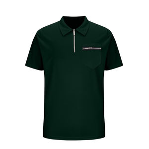 Polo pour hommes en gros, personnalisé, haute qualité, avec fermeture éclair quart, T-shirt de golf à manches courtes en tissu respirant, Polo zippé - Product Image 1