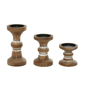 Hot Sale Set of 3 Mango Wood Pillar <b>Candle</b> Holder Custom Wholesale Supplier Decorative Wooden <b>Candle</b> Stand for Home Decoration - Product Image 5