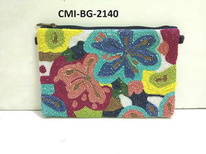 Boho Style Beaded Evening Bag for Women Canvas Lining Zipper Starburst Seed Bead Crossbody <b>Chain</b> Clutch Embroidery Gift <b>Handbag</b> - Product Image 4