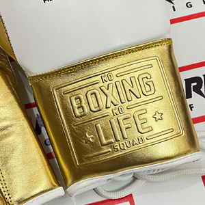 Guantes de Boxeo Personalizados de Cuero Genuino 'No Boxing No Life' para Entrenamiento y Sparring, con Cierre de Gancho y Cordones, Dedos Completos, Venta al Por Mayor OEM - Product Image 6