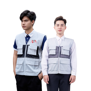 VENTA SUPERIOR FMF Ropa de trabajo de alta visibilidad Diseño personalizado Ingeniero de hombres/Chaleco de construcción Cremallera de malla reflectante Kaki - Product Image 1