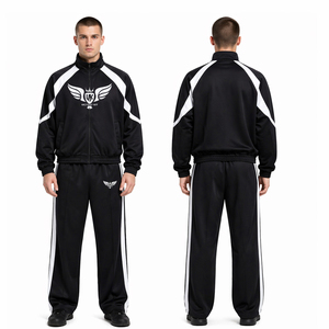 Mens Premium Athletic Tracksuit Set Contrast Panel Zip Jacket Jogger Pants Custom Sportswear Training Suit Wholesale - Product Image 1