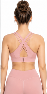 Sujetador deportivo transpirable sin costuras para mujer, elástico en cuatro direcciones, para yoga, gimnasio, fitness, correr, con tirantes cruzados en la espalda, logo, MOQ bajo - Product Image 5