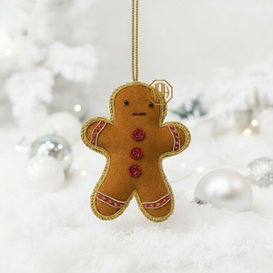 Gingerbread Zari Embroidery Beaded Hanging Decoration Festive Gift Christmas <b>Tree</b> Ornament - Product Image 1