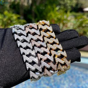 Bracelet en diamants de laboratoire incolores sertis de pierres, pour homme, bracelet cubain personnalisé, style hip hop, bracelet bling-bling style rappeur - Product Image 5