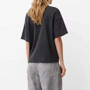 Custom <b>Rhinestone</b> Oversized Black T Shirt Women Loose Fit Cotton Tee Fashion Streetwear Casual <b>Top</b> Wholesale - Product Image 5