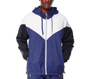Chaqueta Cortavientos con Capucha para Hombre, Diseño con Bloques de Color, Cierre Frontal con Cremallera, Estilo Deportivo, Ligera, de Poliéster, para Primavera - Product Image 4