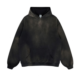 Sudadera con Capucha Oversize para Hombre, Estilo Y2K, Gris Oscuro, Lavado Mineral Vintage, 500 GSM, Venta al Por Mayor Personalizada - Product Image 1