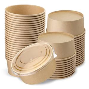 Bol en papier kraft écologique avec couvercle transparent pour nouilles, soupes, salades et plats à emporter - Product Image 5