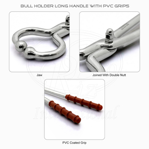 ที่จับวัว สแตนเลส ด้ามยาว พร้อมด้ามจับพีวีซี ใช้ซ้ำได้ ผิวซาติน ความยาวรวม 19 นิ้ว อุปกรณ์จัดการปศุสัตว์ - Product Image 5