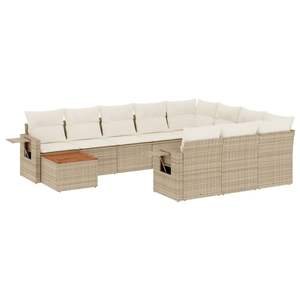 Conjunto de Sofás Modulares Grandes de Ratán Sintético PE Beige para Jardín, Muebles Modulares Cómodos para Exteriores - Product Image 2