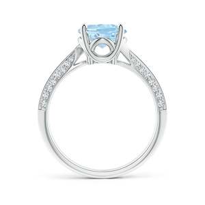Bague Bypass en Or Pur 14K avec Aigue-marine Naturelle Taille Ovale 10*8MM (2.42 carats au total) et Diamants Sertis Pavé (0.22 carats), Certifiée, Tendance - Product Image 2