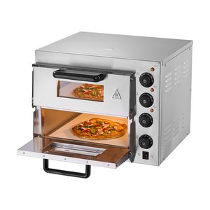 Forno Elettrico Commerciale a Doppio Strato da 14 Pollici in Acciaio Inossidabile per Pizza, da Banco, con Maniglia in Pietra Multiuso per Tostare e Cuocere - Product Image 5