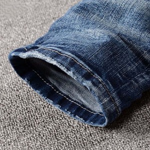 Hot Sale <b>Men's</b> <b>Jeans</b> Top Quality 100% Cotton Vintage High Street Ripped Trend Retro Straight <b>Jeans</b> Slim <b>Men's</b> Distressed Trouser - Product Image 4