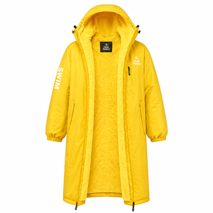 Luxury Swim Parka <b>Waterproof</b> Windproof Hooded <b>Changing</b> <b>Robe</b> Thick Fleece Lining Long Coat for Swimming Beach Outdoor Training - Product Image 3