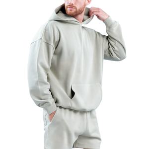 ชุดเซต2ชิ้นผ้าคอตตอนผ้าเฟรนช์เทอร์รี่มีฮู้ดระบายอากาศกางเกงวิ่งตัวสั้นทรงหลวมโอเวอร์ไซส์พิเศษผลิตตามสั่ง - Product Image 5