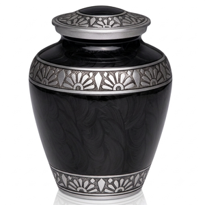 Urnas de Cremación para Adultos de Aluminio, Diseño de Grabado de Flores Plateadas, Acabado de Mármol Rosa, Estilo Europeo/Americano, 200 Pulgadas Cúbicas, Funerarias - Product Image 4