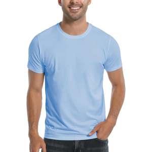 Camiseta de Algodón Lisa para Hombre, Cuello Redondo, Manga Corta, Cómoda, Ligera, Informal, Precio de Fábrica, Suministro al por Mayor - Product Image 1